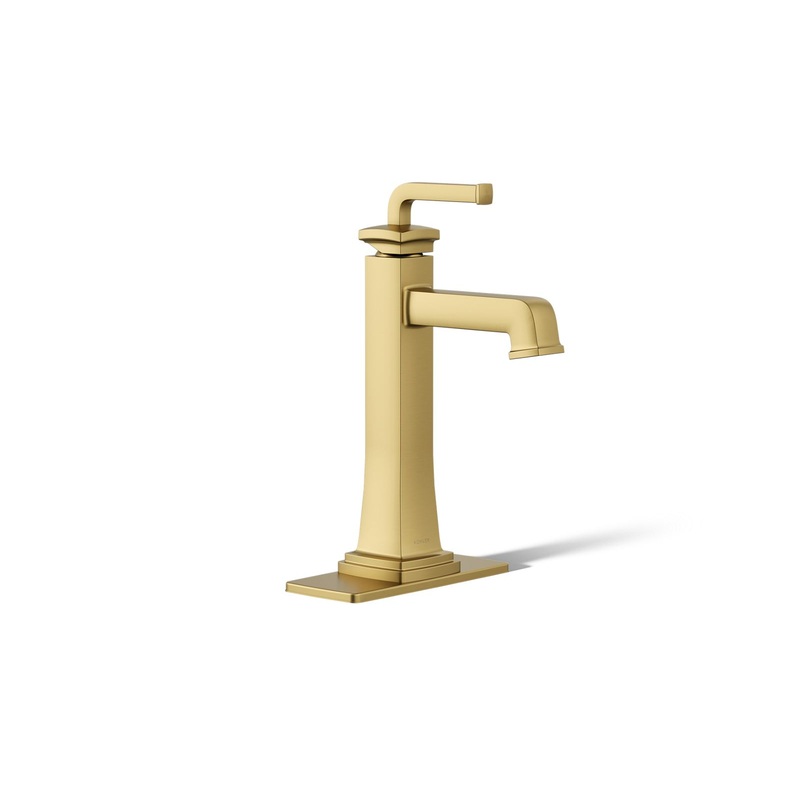 KOHLER K-26430-4-2MB Riff Tall Single-Handle Bathroom Sink Faucet, 1.2 Gpm In Vibrant Brushed Moderne Brass