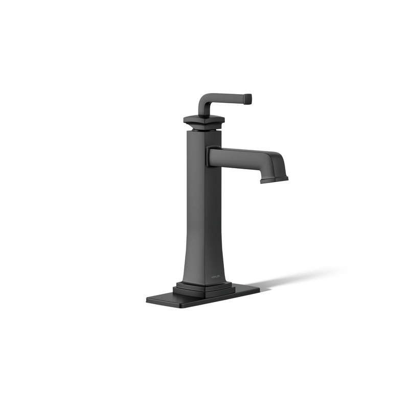 KOHLER K-26430-4-BL Riff Tall Single-Handle Bathroom Sink Faucet, 1.2 Gpm In Matte Black
