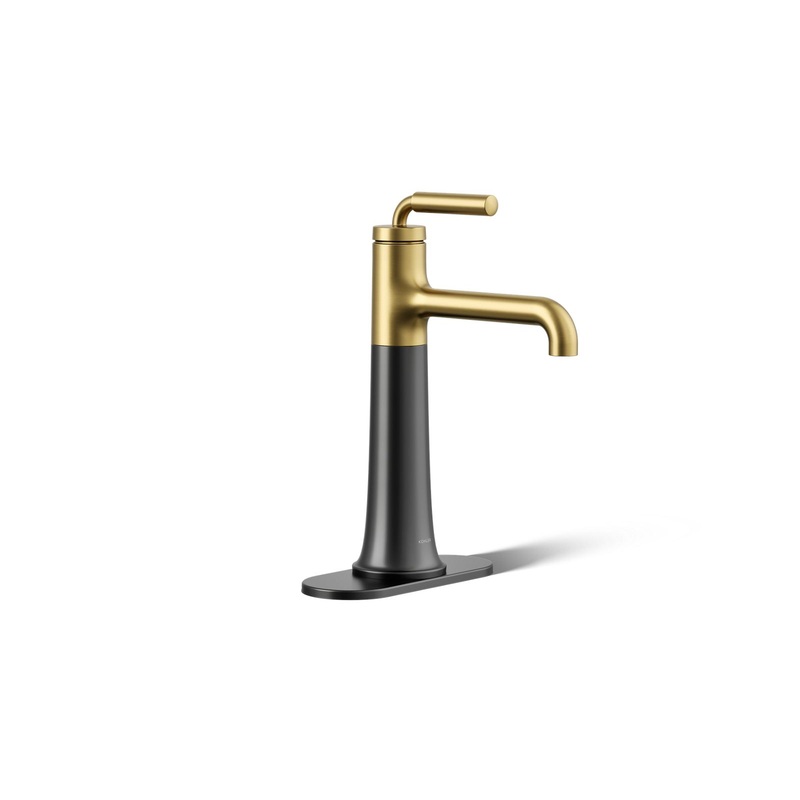 KOHLER K-26437-4-BMB Tone Tall Single-Handle Bathroom Sink Faucet, 1.2 Gpm In Matte Black with Moderne Brass