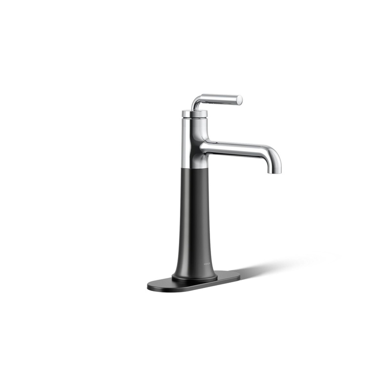 KOHLER K-26437-4-CBL Tone Tall Single-Handle Bathroom Sink Faucet, 1.2 Gpm In Polished Chrome with Matte Black