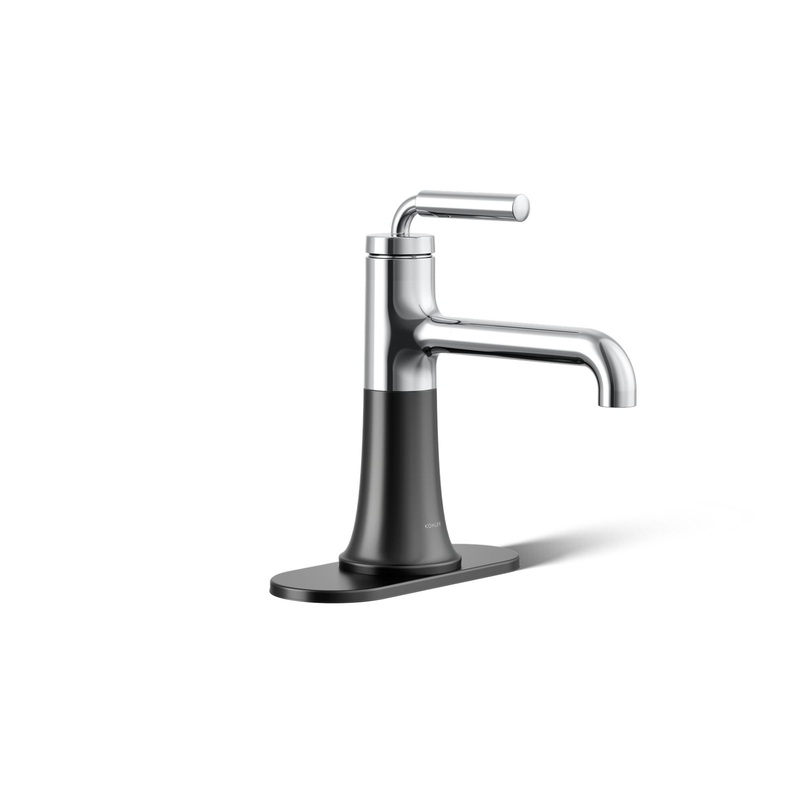 KOHLER K-27415-4-CBL Tone Single-Handle Bathroom Sink Faucet, 1.2 Gpm In Polished Chrome with Matte Black