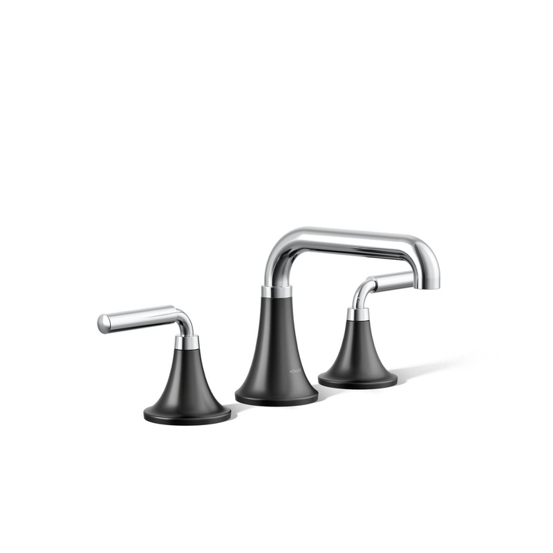 KOHLER K-27416-4-CBL Tone Widespread Bathroom Sink Faucet, 1.2 Gpm In Polished Chrome with Matte Black