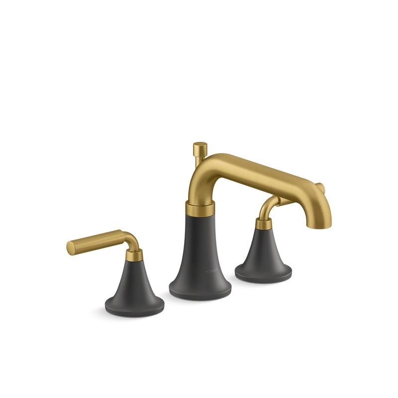 KOHLER K-T26440-4-BMB Tone Deck-Mount Bath Faucet Trim With Diverter In Matte Black with Moderne Brass