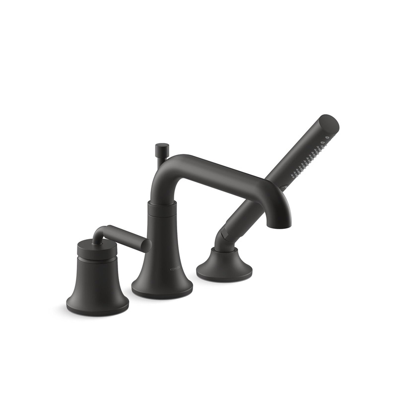 KOHLER K-26441-4-BL Tone Deck-Mount Bath Faucet With Handshower In Matte Black