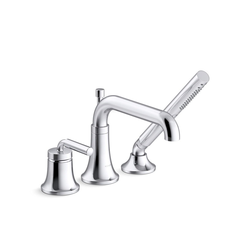 KOHLER K-26441-4-CP Tone Deck-Mount Bath Faucet With Handshower In Polished Chrome