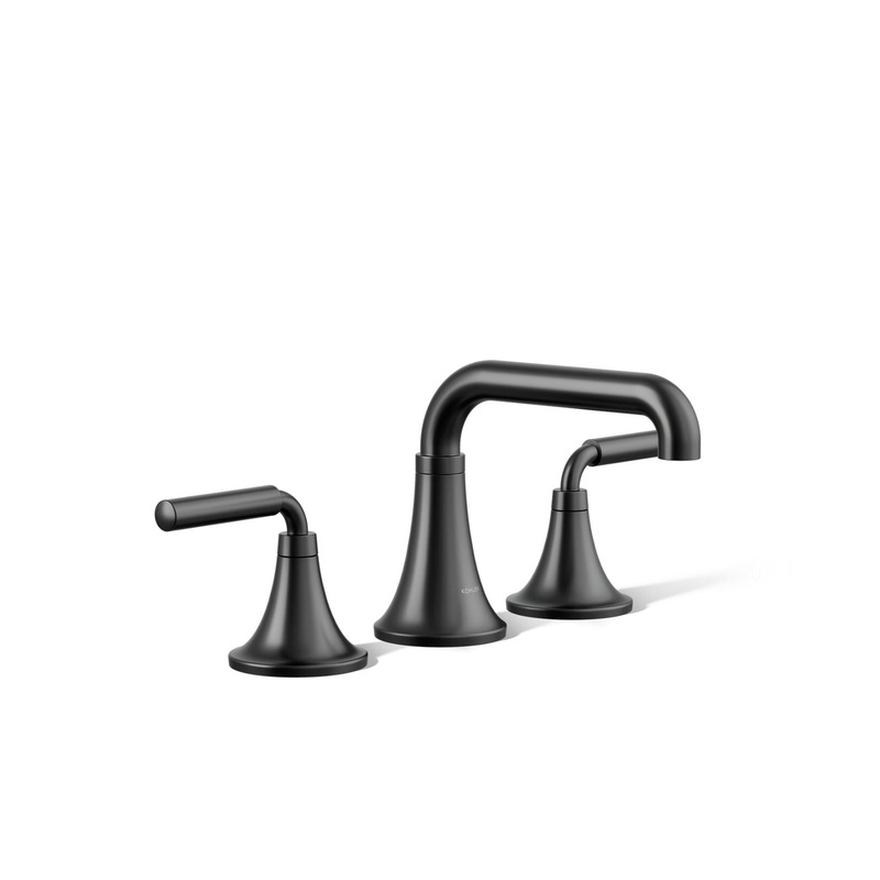 KOHLER K-27416-4-BL Tone Widespread Bathroom Sink Faucet, 1.2 Gpm In Matte Black