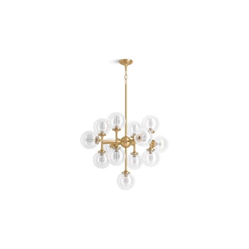 KOHLER K-31767-CH13-2GL Bellera 32" Chandelier In Brushed Moderne Brass