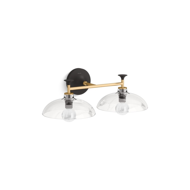 KOHLER K-31769-SC02-BML Tone Two-Light Sconce In Black with Brass Trim