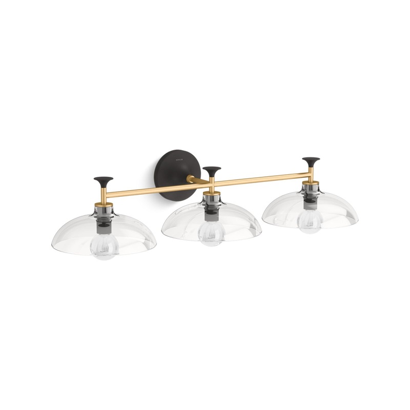 KOHLER K-31770-SC03-BML Tone Three-Light Sconce In Black with Brass Trim