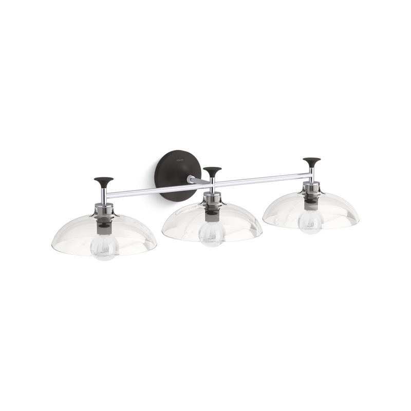 KOHLER K-31770-SC03-CBL Tone Three-Light Sconce In Polished Chrome with Matte Black