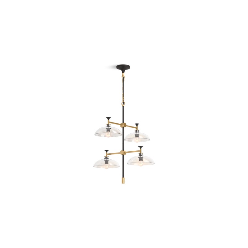 KOHLER K-31773-CH04-BML Tone 24" Chandelier In Black with Brass Trim