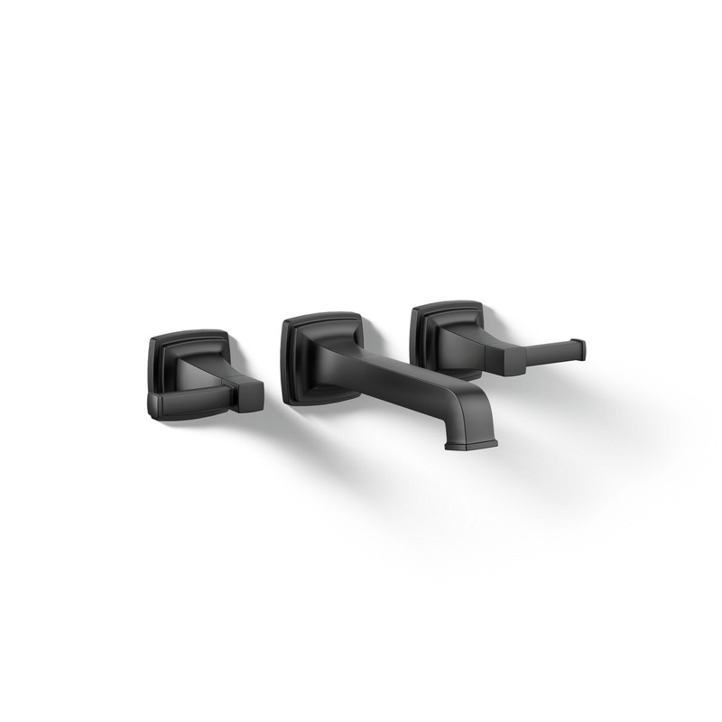 KOHLER K-T26432-4-BL Riff Wall-Mount Bathroom Sink Faucet Trim, 1.2 Gpm In Matte Black