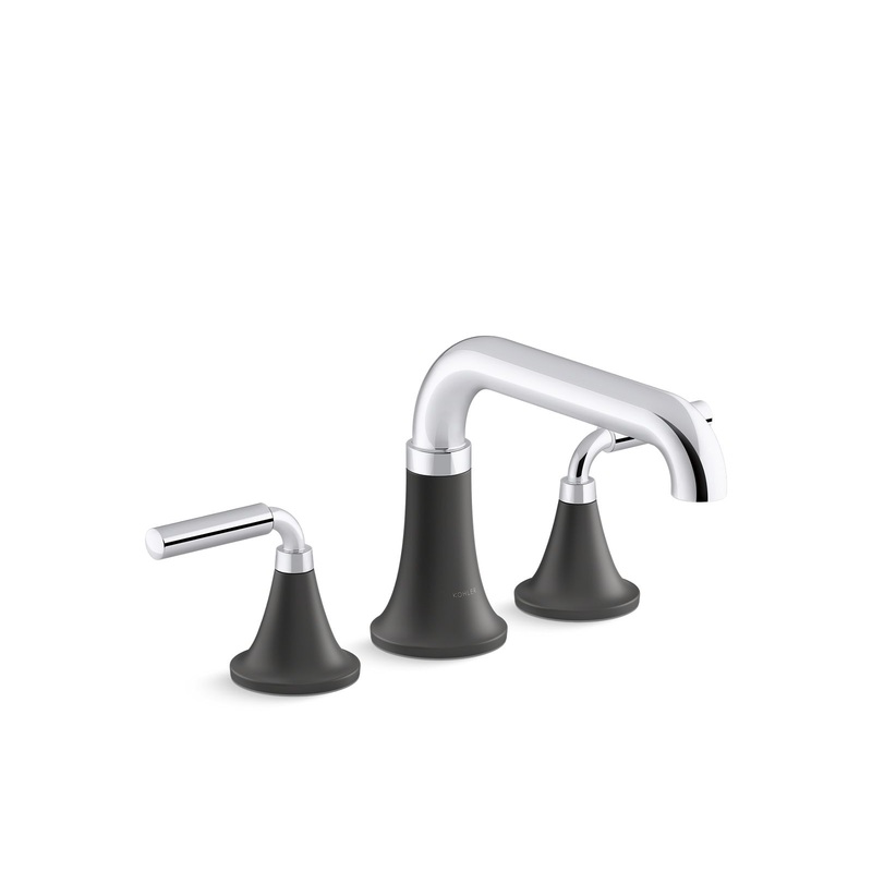 KOHLER K-T27417-4-CBL Tone Deck-Mount Bath Faucet Trim In Polished Chrome with Matte Black