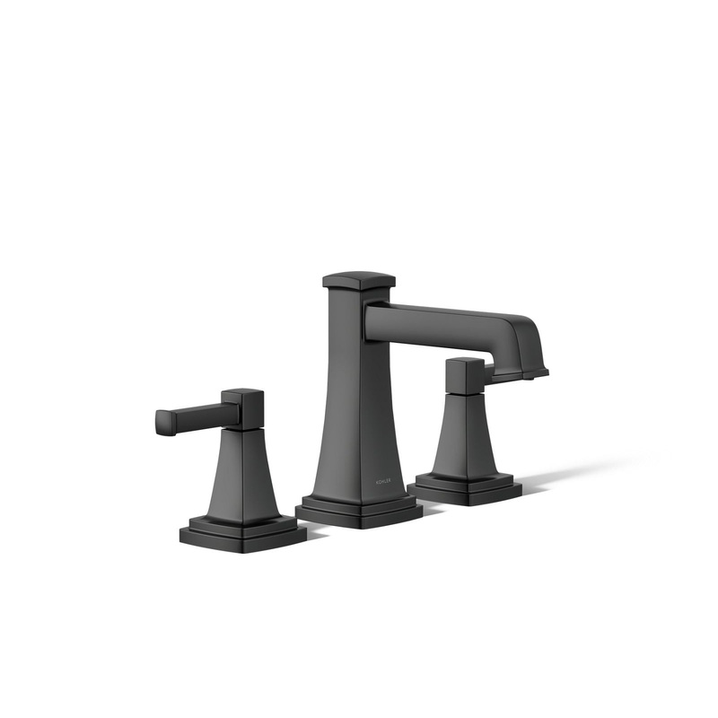 KOHLER K-27399-4-BL Riff Widespread Bathroom Sink Faucet, 1.2 Gpm In Matte Black