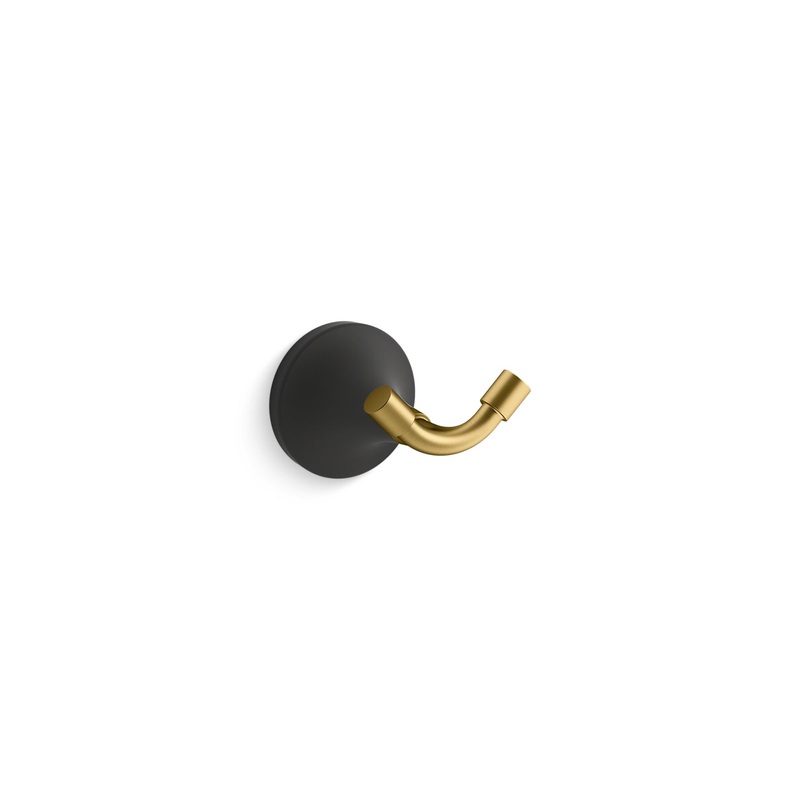 KOHLER K-27427-BMB Tone Robe Hook In Matte Black with Moderne Brass