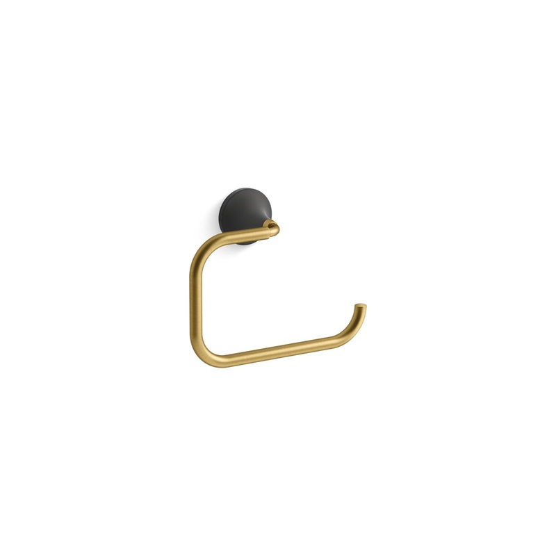 KOHLER K-27428-BMB Tone Towel Ring In Matte Black with Moderne Brass