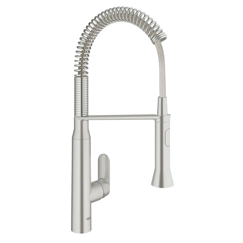 GROHE 31380DC0 K7 Supersteel K7 Medium Single-Handle Semi-Pro Dual Spray Kitchen Faucet 1.75 GPM