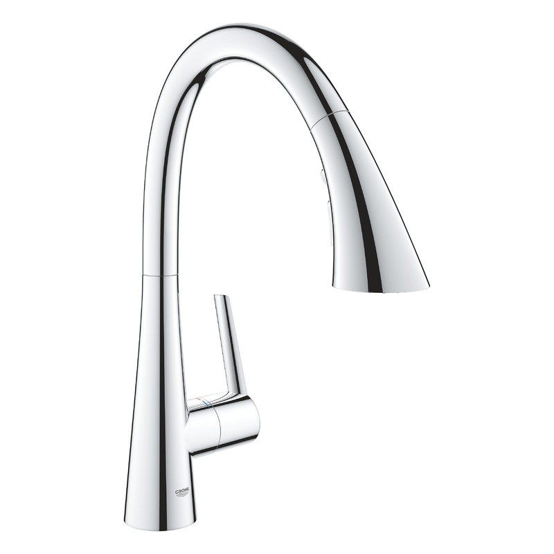 GROHE 32298003 Grohe Zedra Chrome Single-Handle Pull Down Kitchen Faucet Triple Spray 1.75 GPM