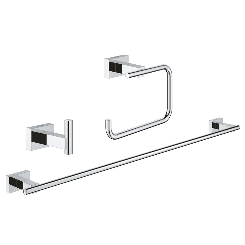 GROHE 40777001 Essentials Cube Chrome 3-in-1 Accessory Set