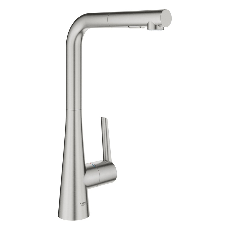 GROHE 33893DC2 Grohe Zedra Supersteel Single-Handle Pull-Out Kitchen Faucet Dual Spray 1.75 GPM