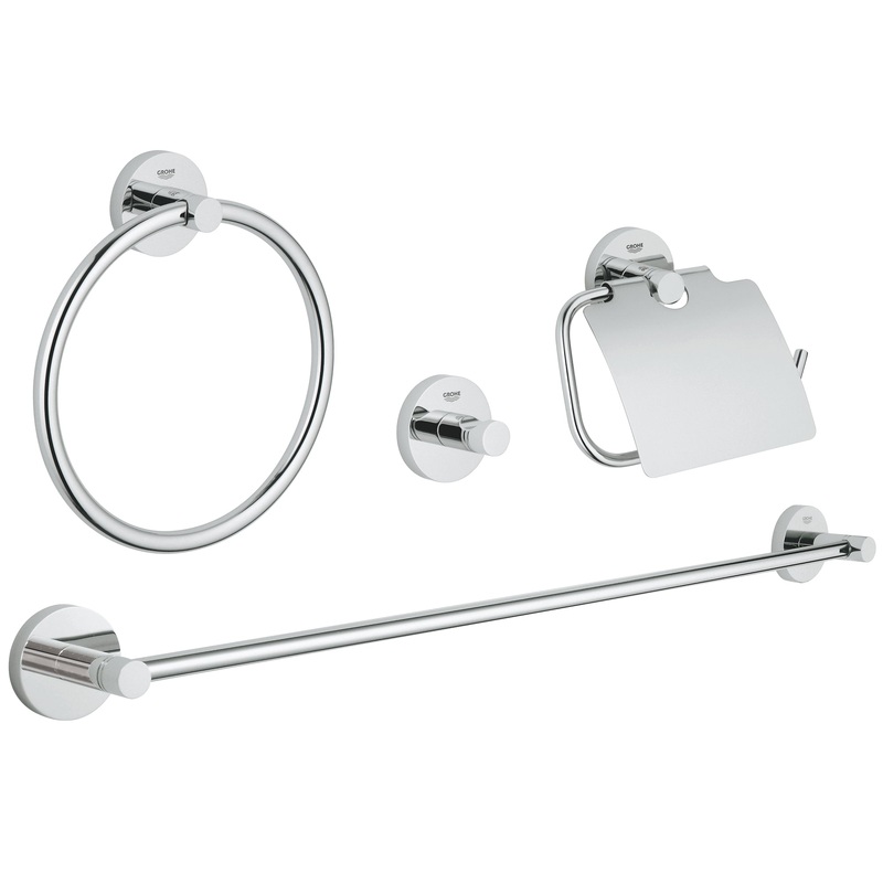 GROHE 40776001 Essentials Chrome 4-in-1 Accessory Set