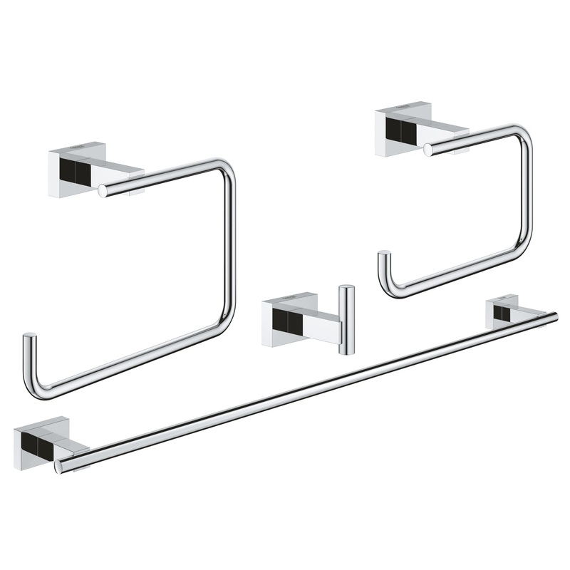 GROHE 40778001 Essentials Cube Chrome 4-in-1 Accessory Set