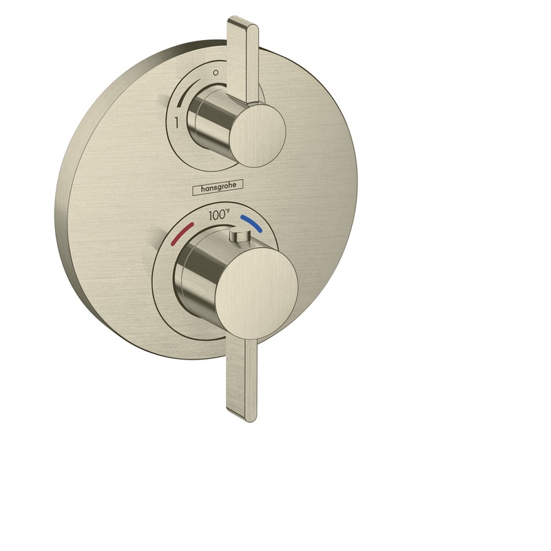HANSGROHE 15757821 Brushed Nickel Ecostat S Modern Thermostatic Trim
