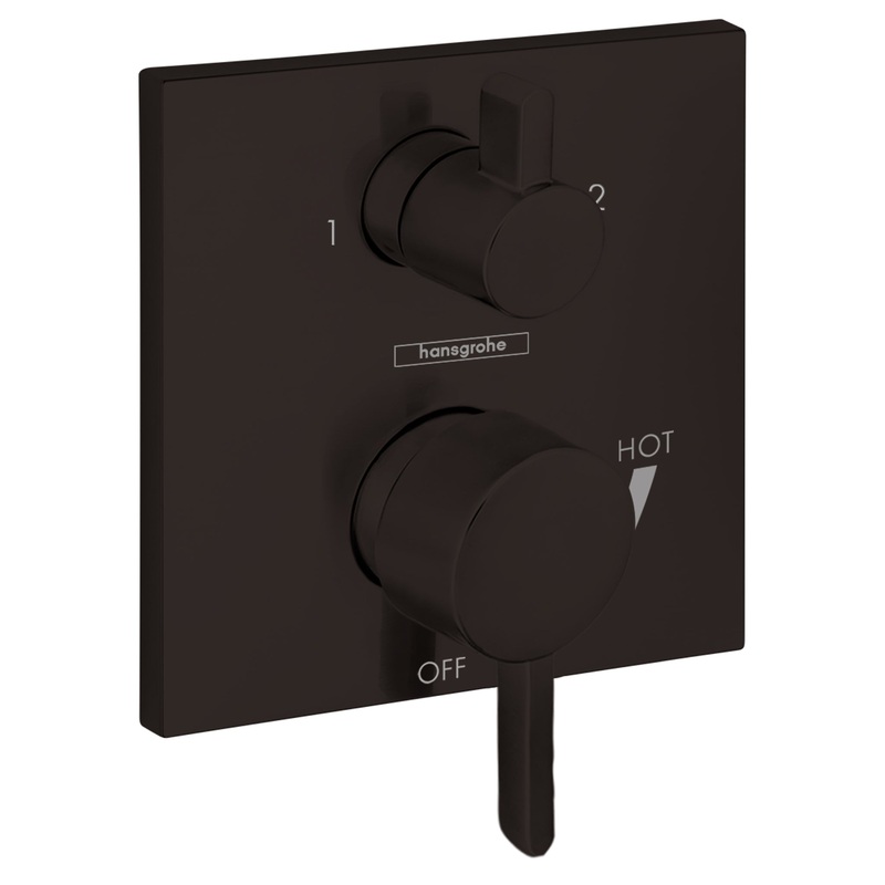 HANSGROHE 15862671 Matte Black Ecostat Modern Pressure Balance Trim