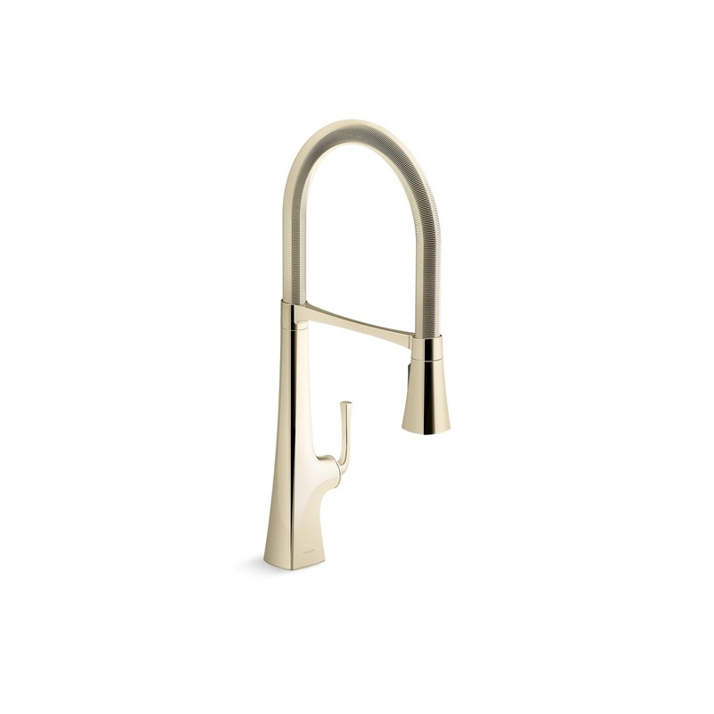 KOHLER K-22060-AF Graze Semi-Professional Kitchen Sink Faucet With Three-Function Sprayhead In Vibrant French Gold