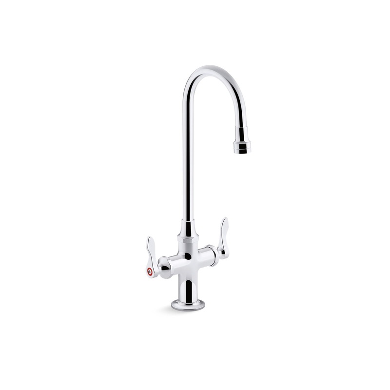 KOHLER K-100T70-4AKA-CP Triton Bowe 1.0 Gpm Monoblock Gooseneck Bathroom Sink Faucet With Aerated Flow And Lever Handles, Drain Not Included In Polished Chrome