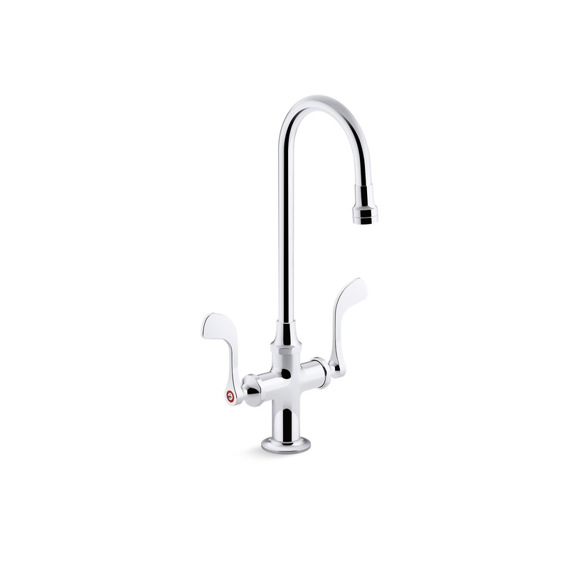 KOHLER K-100T70-5AKA-CP Triton Bowe 1.0 Gpm Monoblock Gooseneck Bathroom Sink Faucet With Aerated Flow And Wristblade Handles, Drain Not Included In Polished Chrome