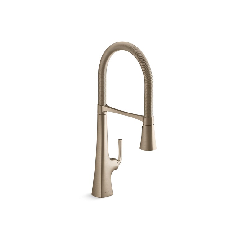 KOHLER K-22060-BV Graze Semi-Professional Kitchen Sink Faucet With Three-Function Sprayhead In Vibrant Brushed Bronze