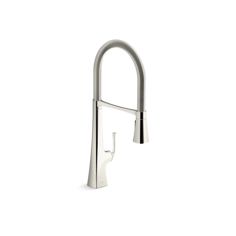 KOHLER K-22060-SN Graze Semi-Professional Kitchen Sink Faucet With Three-Function Sprayhead In Vibrant Polished Nickel