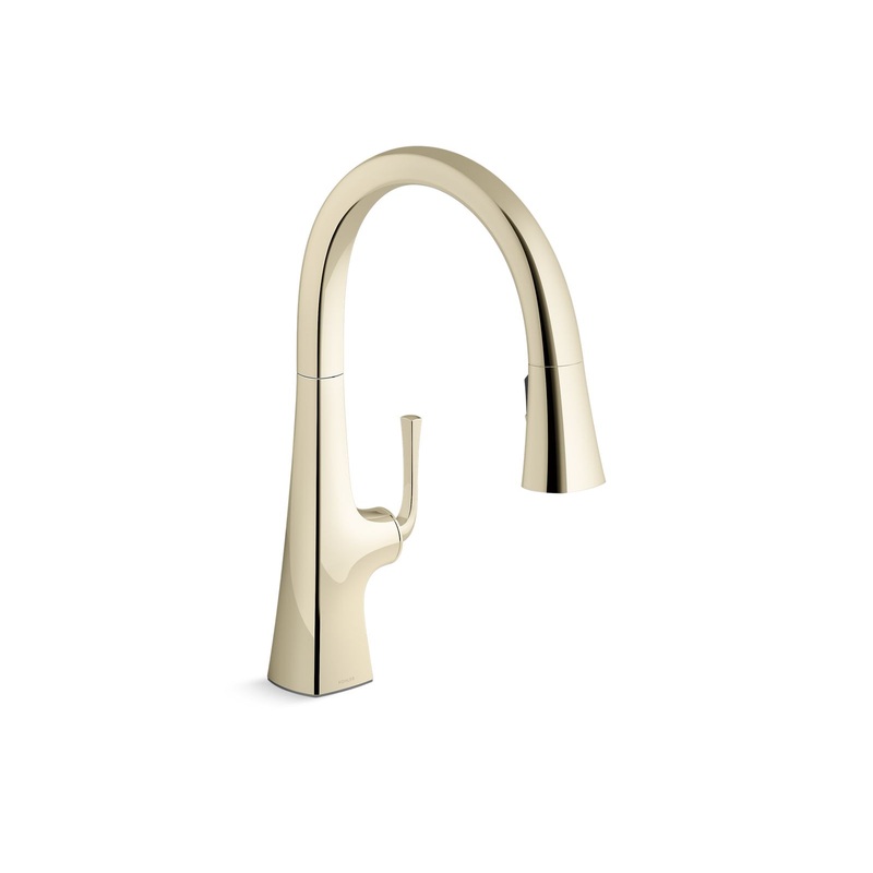 KOHLER K-22062-AF Graze Pull-Down Kitchen Sink Faucet With Three-Function Sprayhead In Vibrant French Gold