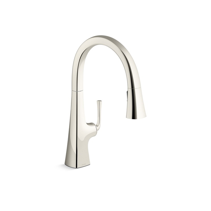 KOHLER K-22062-SN Graze Pull-Down Kitchen Sink Faucet With Three-Function Sprayhead In Vibrant Polished Nickel
