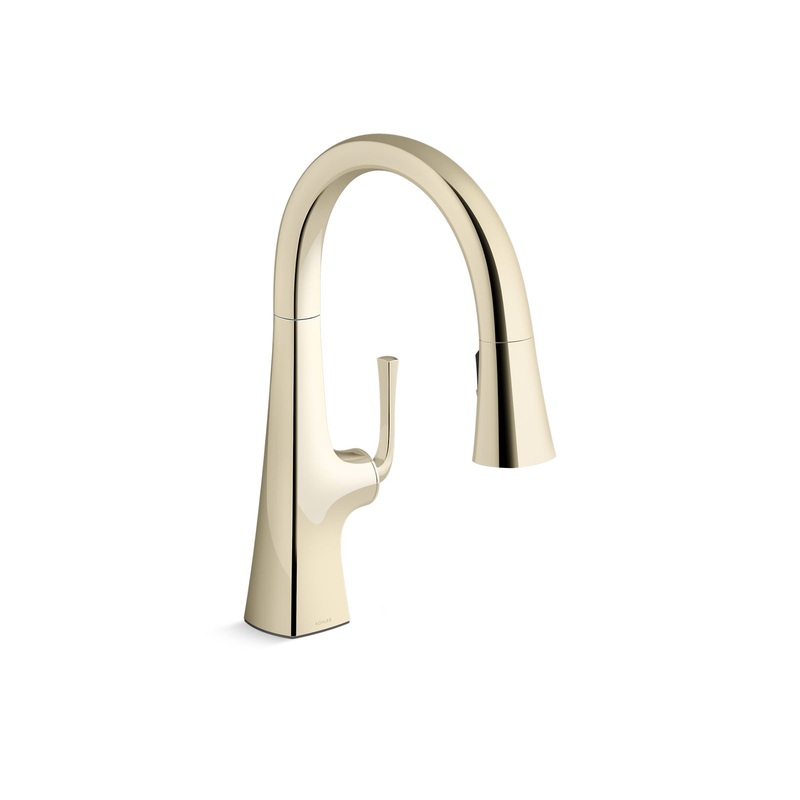 KOHLER K-22063-AF Graze Pull-Down Kitchen Sink Faucet With Three-Function Sprayhead In Vibrant French Gold