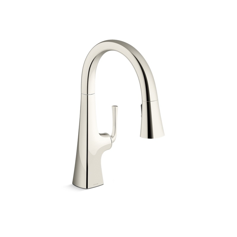 KOHLER K-22063-SN Graze Pull-Down Kitchen Sink Faucet With Three-Function Sprayhead In Vibrant Polished Nickel