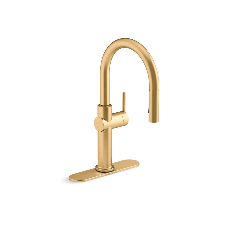 KOHLER K-22972-2MB Crue Pull-Down Kitchen Sink Faucet With Three-Function Sprayhead In Vibrant Brushed Moderne Brass
