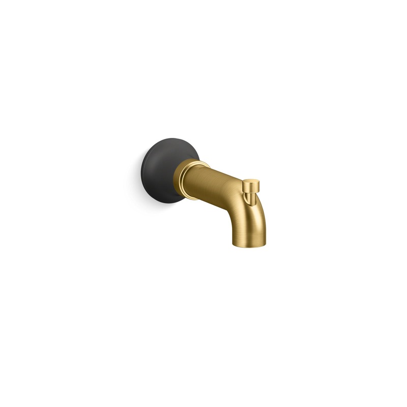 KOHLER K-27422-BMB Tone Wall-Mount Bath Spout With Diverter In Matte Black with Moderne Brass