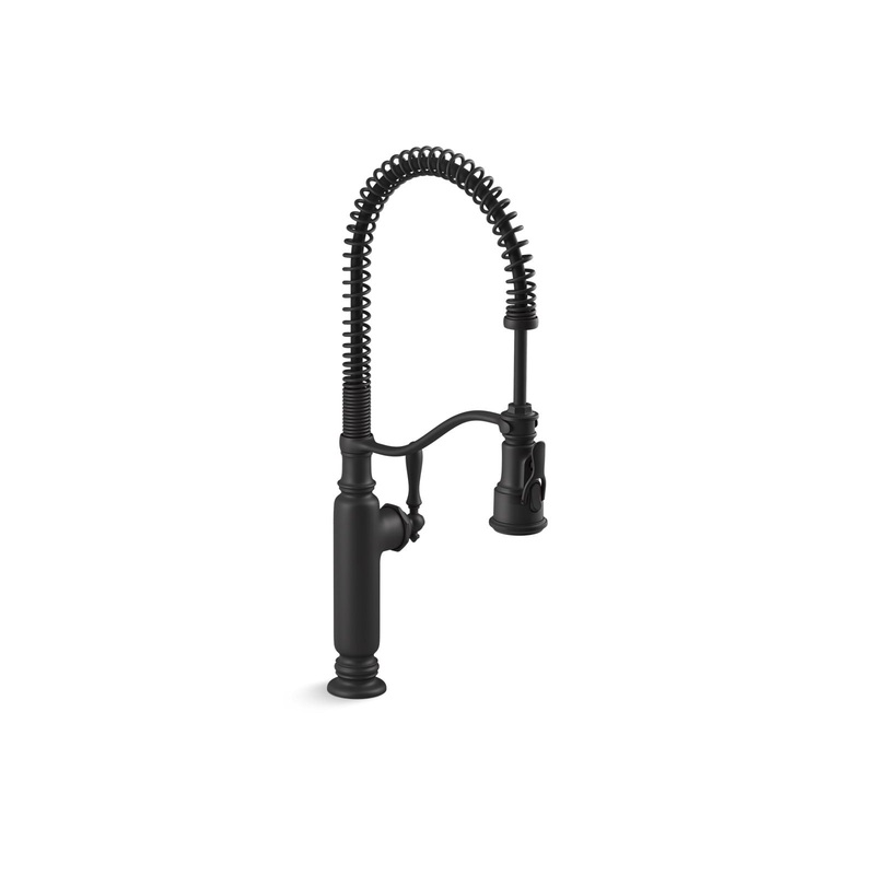 KOHLER K-77515-BL Tournant Semi-Professional Kitchen Sink Faucet With Three-Function Sprayhead In Matte Black