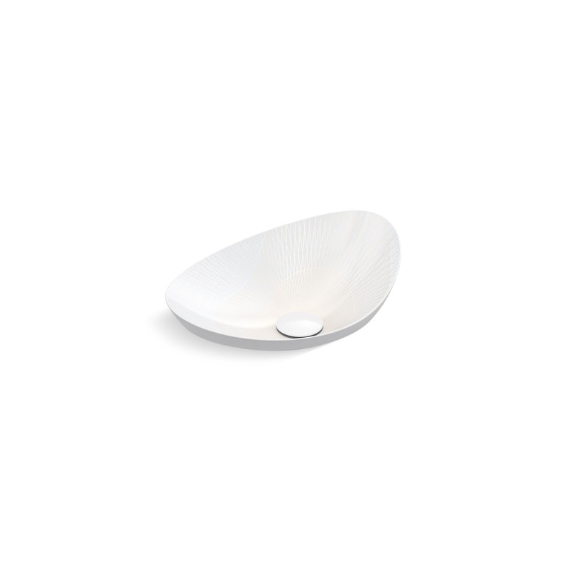 KOHLER K-24386-JE-0 18.02 By Janet Echelman Veil 21" Oval Vessel Bathroom Sink, No Overflow In White