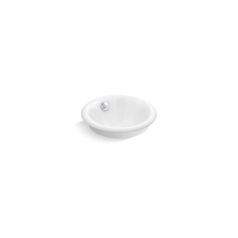 KOHLER K-20211-W-0 Iron Plains 12" Round Drop-In/Undermount/Vessel Bathroom Sink With White Painted Underside In White