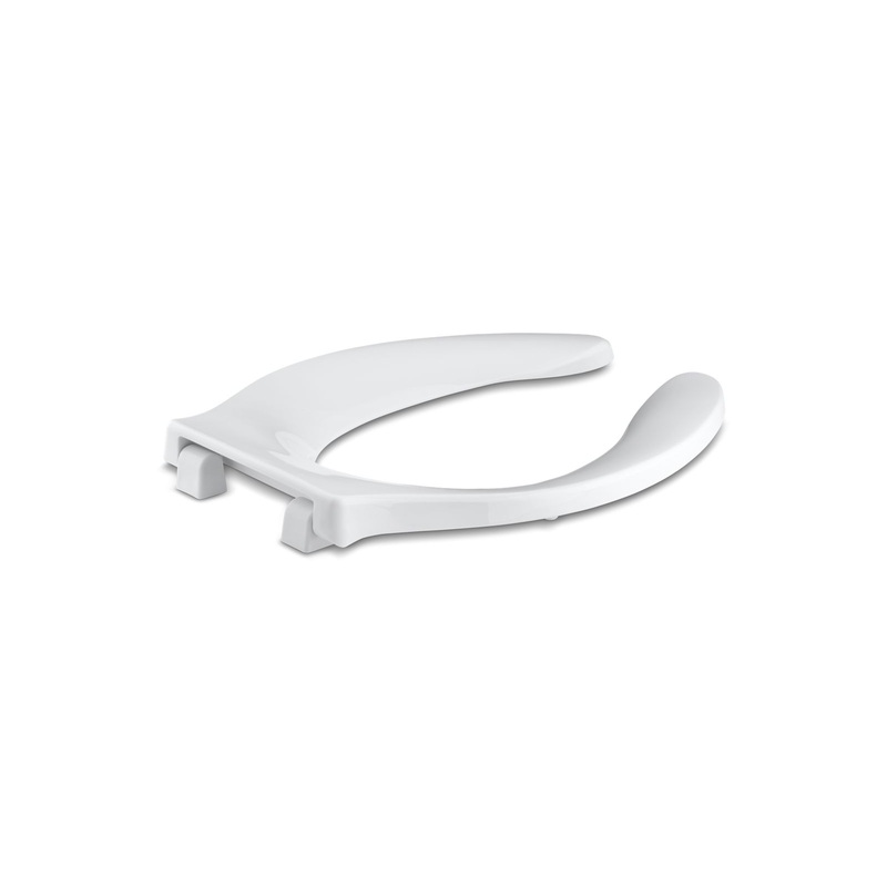 KOHLER K-4731-GC-0 Stronghold Commercial Elongated Toilet Seat With Integrated Handle And Quiet-Close Check Hinge In White