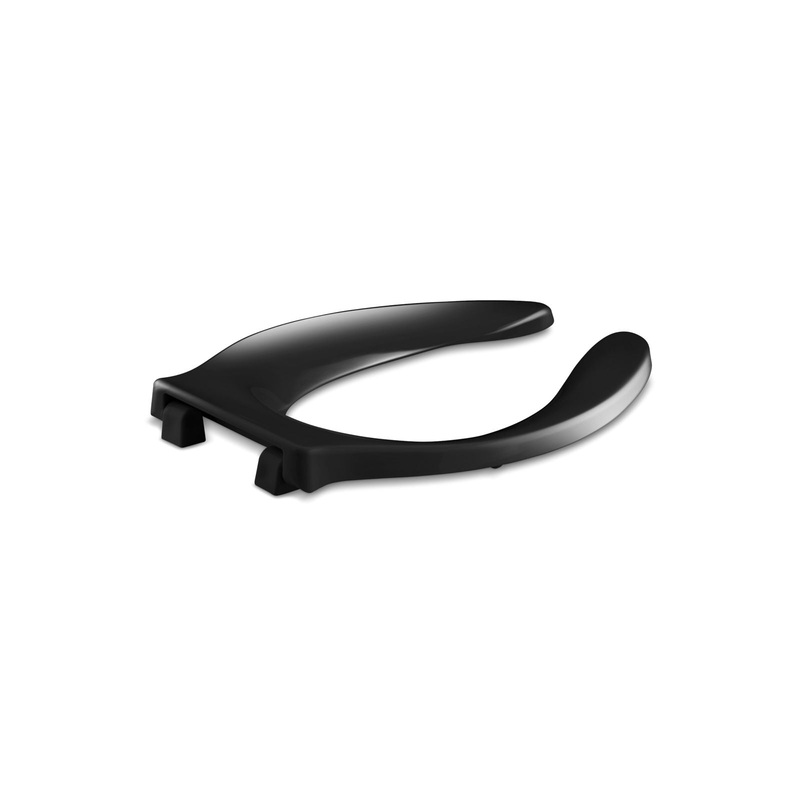 KOHLER K-4731-SC-7 Stronghold Elongated Toilet Seat With Integrated Handle And Self-Sustaining Check Hinge In Black Black