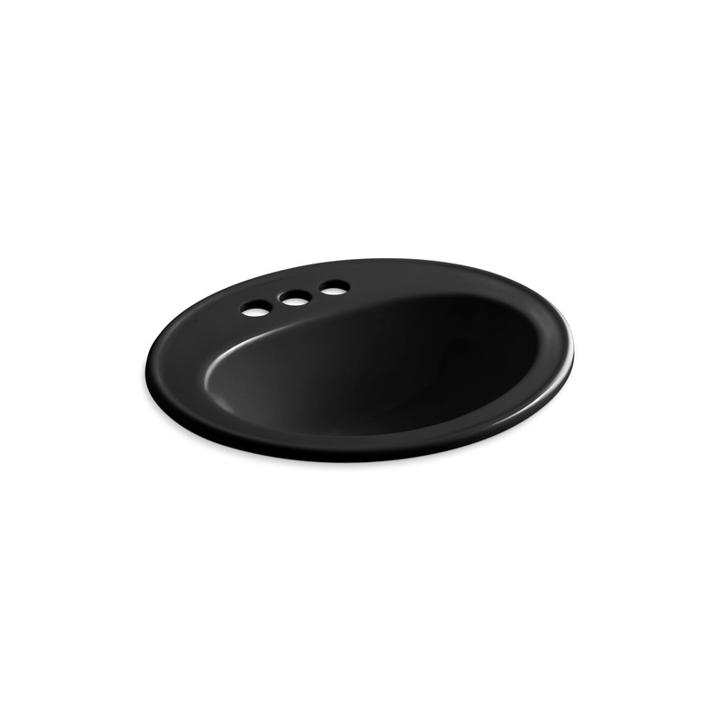 KOHLER K-2196-4-7 Pennington 20-1/4" Oval Drop-In Bathroom Sink In Black Black