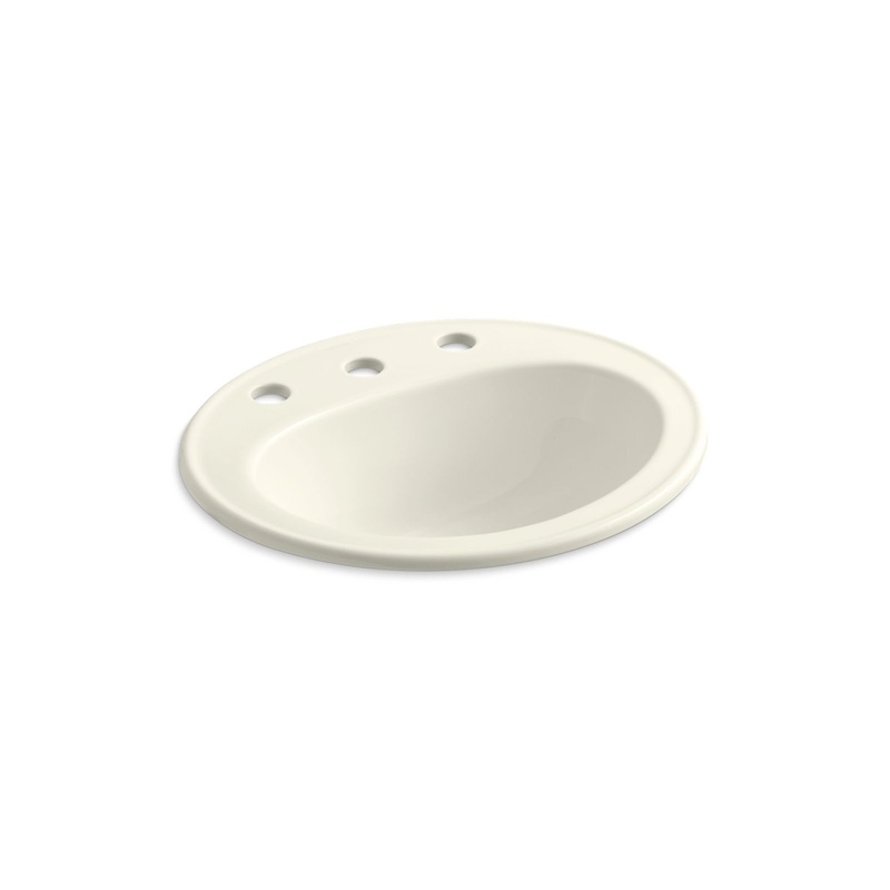 KOHLER K-2196-8-96 Pennington 20-1/4" Oval Drop-In Bathroom Sink In Biscuit