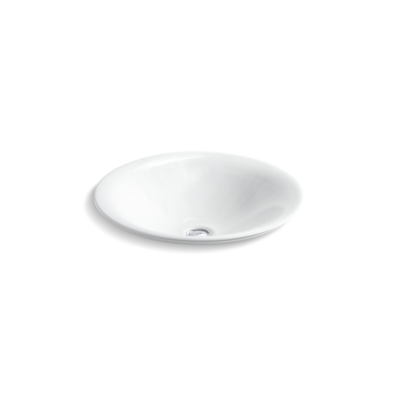 KOHLER K-75748-HD1-0 Sartorial Herringbone Carillon 17-1/2" Round Drop-In Bathroom Sink, No Overflow In White Sartorial Herringbone
