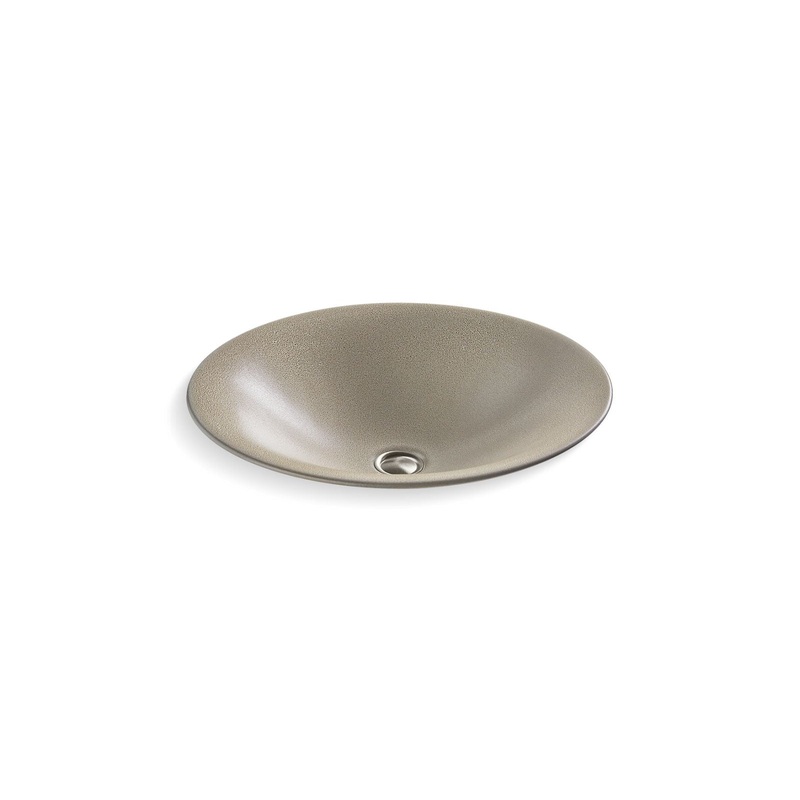 KOHLER K-77714-SSP Shagreen Carillon 17-1/2" Round Drop-In Bathroom Sink, No Overflow In Oyster Pearl