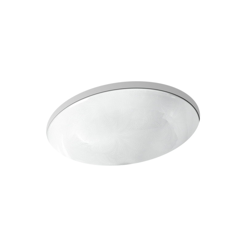 KOHLER K-14218-FP1-0 Sartorial Paisley Caxton 19-1/4" Oval Undermount Bathroom Sink, No Overflow In White Sartorial Paisley