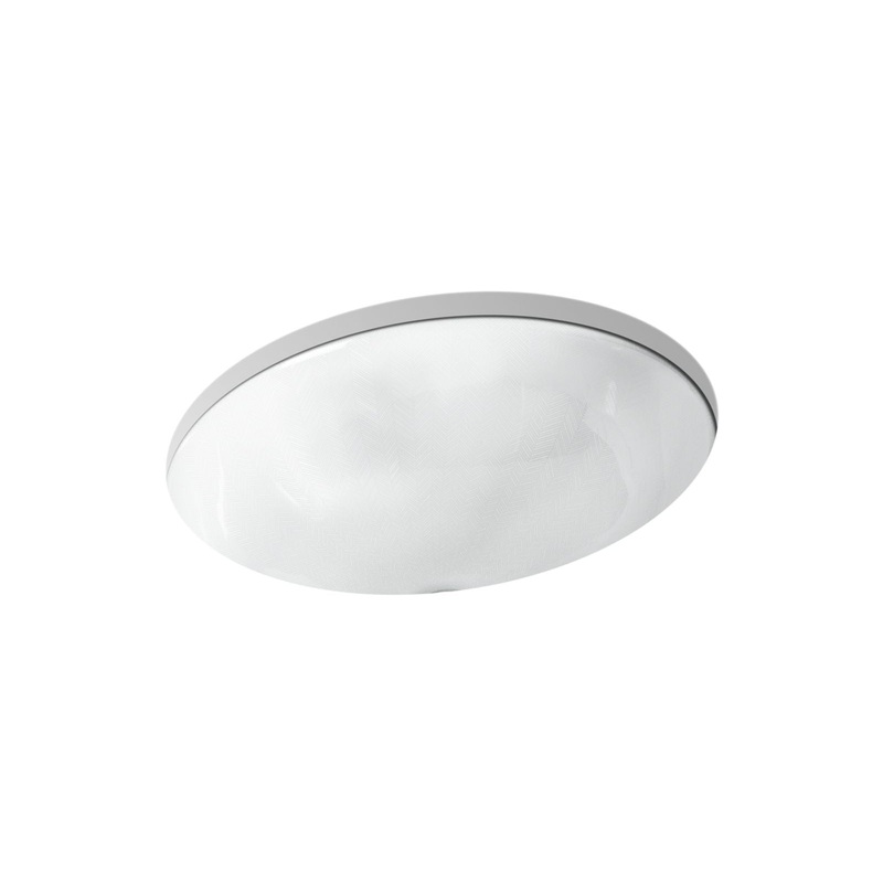 KOHLER K-14218-HD1-0 Sartorial Herringbone Caxton 19-1/4" Oval Undermount Bathroom Sink, No Overflow In White Sartorial Herringbone